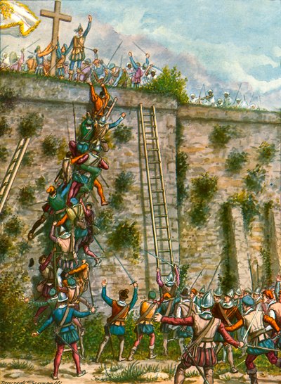 Assaut des Portugais sur les murs d
