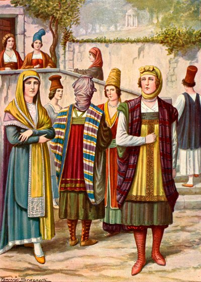 Costumes du 19ème siècle, comme trouvés en Grèce, Argentine, etc. - Tancredi Scarpelli