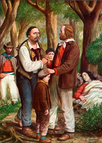 Dans les bois de pins de Ravenne, Garibaldi place sa femme mourante Anita sous les arbres - Tancredi Scarpelli