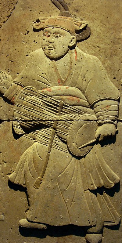 Stèle représentant un musicien (terre cuite) - Tang Dynasty Chinese School
