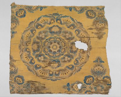 Textile avec médaillon floral - Tang Dynasty Chinese School