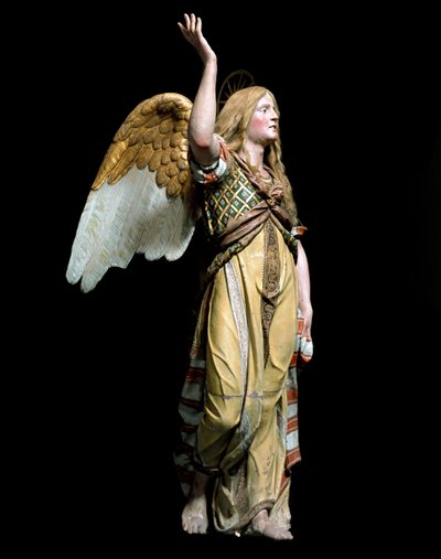Ange annonçant à Joseph la naissance de Jésus. Sculpture de Tanzio da Varallo (Antonio d