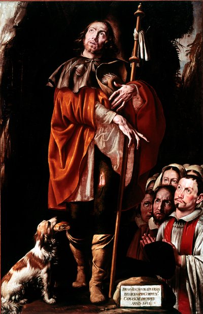 Saint Roch, le saint porte le bubon de la peste sur sa jambe, peinture de Tanzio da Varallo - Tanzio da Varallo