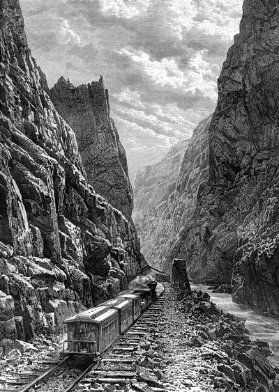 Un train traversant les montagnes Rocheuses, USA, 19ème siècle - Taylor