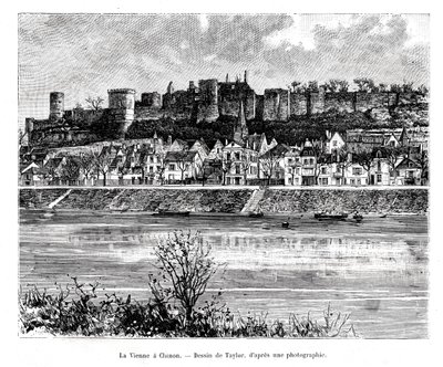 Chinon et la rivière Vienne, France, 19e siècle - Taylor