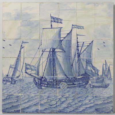 Tableau de carreaux avec une vue de la mer - Tegelbakkerij aan de Delftschevaart