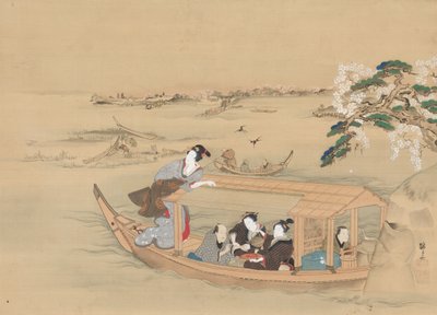 Bateau vers le Yoshiwara, 1800s - Teisai Hokuba