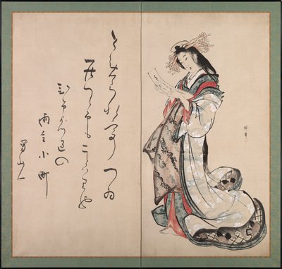 Courtisane lisant une lettre - Teisai Hokuba