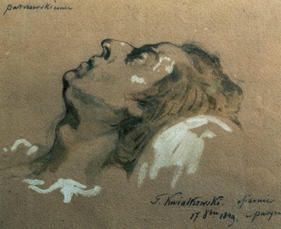 Le compositeur et pianiste polonais Frédéric Chopin (1810-1840) sur son lit de mort, croquis de Teofil Kwiatkowski (1809-1891) - Teofil Kwiatkowski