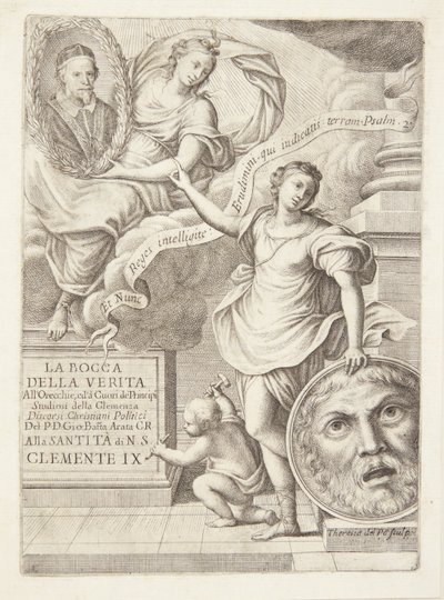 La Bocca della Verita. Vignette de titre avec portrait du pape Clément IX - Teresa del Pò