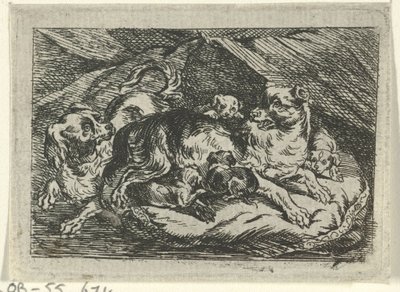 Nid avec chiots - Tethart Philip Christian Haag