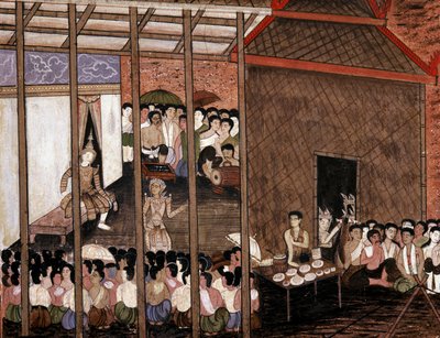 Une foule regarde une représentation théâtrale - Thai School