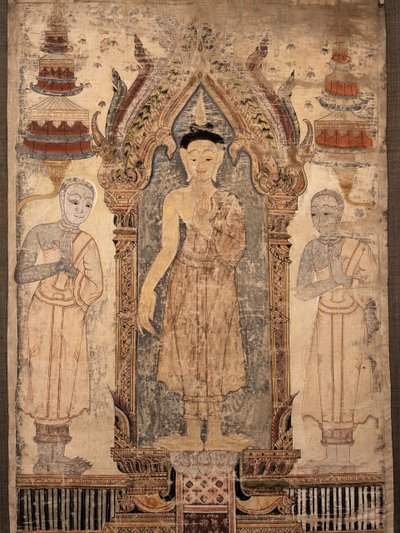 Bannière représentant Bouddha avec des disciples, début du XIXe siècle - Thai School