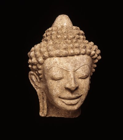 Tête de Bouddha, de Chedi Chula Pathom, période de Davaravati - Thai School