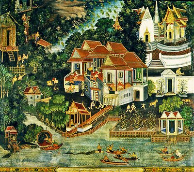 Chasse au crocodile, Wirharn Sasada, Wat Bowonniwet Vihara, Bangkok - Thai School