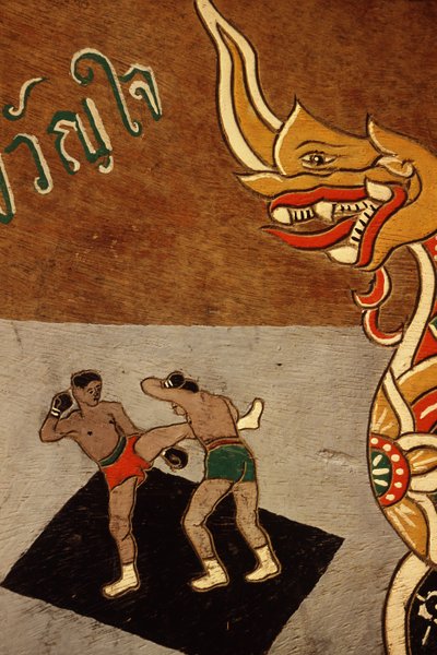 Décoration sur un char à bœufs représentant le Muay Thai - Thai School