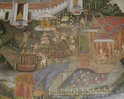 Détail de la ville de Phitsanulok, Wat Bowonniwet Vihara, Bangkok - Thai School