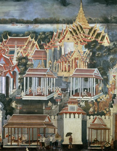 Offrandes faites aux moines dans le Temple du Bouddha d