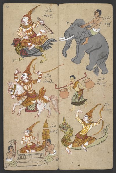 Or 16455 f.10r, Animaux du Zodiaque, de Phrommachat - Thai School