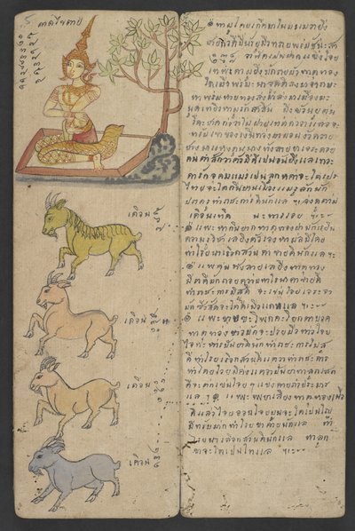 Animaux du Zodiaque, de Phrommachat (parchemin) - Thai School