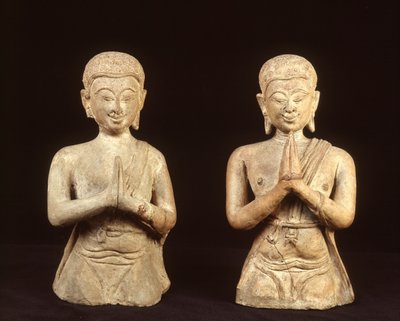 Figurines en terre cuite priant, période Sukhothai - Thai School