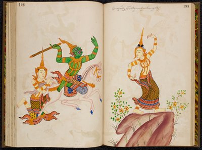Scène de la version thaïlandaise du Vidhura-pandita Jataka - Thai School