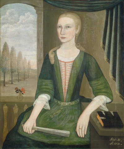 Jeune femme avec un éventail - The Gansevoort Limner