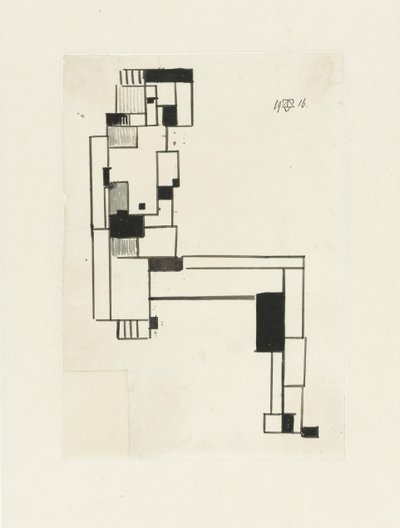 Femme nue assise, la main sur la tête - Theo van Doesburg (signed by artist)