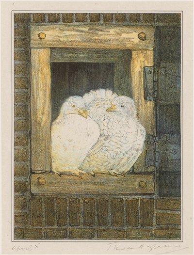 Pigeons blancs à la fenêtre - Theo van Hoytema (signed by artist)