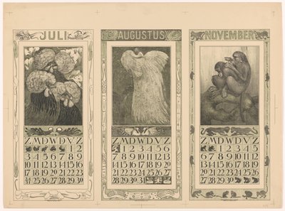 Calendriers pour juillet, août et novembre 1910 - Theo van Hoytema