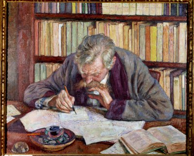 Portrait du poète belge Émile Verhaeren à son bureau - Théo van Rysselberghe