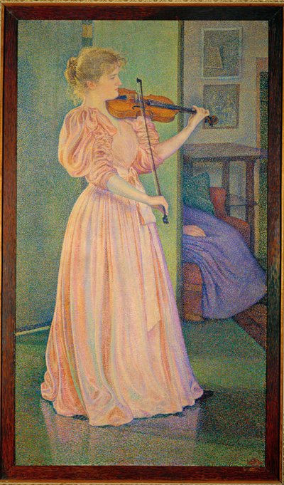 Portrait de la violoniste Irma Sethe (peinture sur toile) - Theo van Rysselberghe