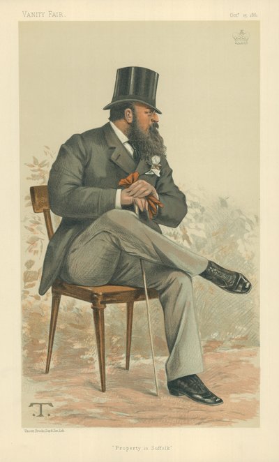 Lord Rendlesham, propriété dans le Suffolk, 15 octobre 1881, caricature de Vanity Fair - Theobald Chartran