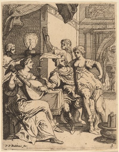 Le Fils Prodigue Gaspillant Sa Substance dans la Taverne - Theodoor van Thulden after Sir Peter Paul Rubens