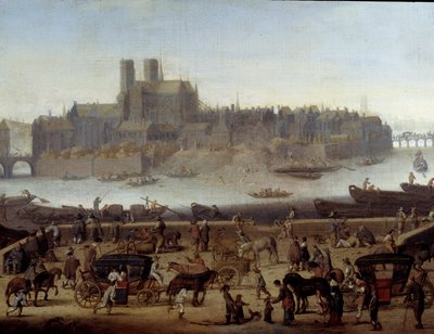 Le quai et le pont de la Tournelle à Paris (détail) - Theodor (attr. to) Matham