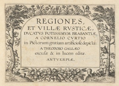 Page de titre pour "Regiones et Villae Rusticae" - Theodor Galle