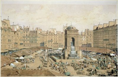 Le Marché aux Innocents (encre et aquarelle sur papier) - Theodor Josef Hubert Hoffbauer