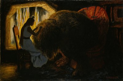 La Princesse enlevant les poux du Troll - Theodor Kittelsen