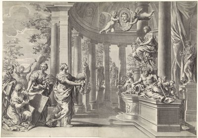 Représentation allégorique : le temple de la sagesse (Sapienta) - Theodor Matham