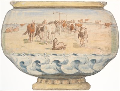 Chevaux et vaches près du puits hollandais à Saltholm - Theodor Philipsen
