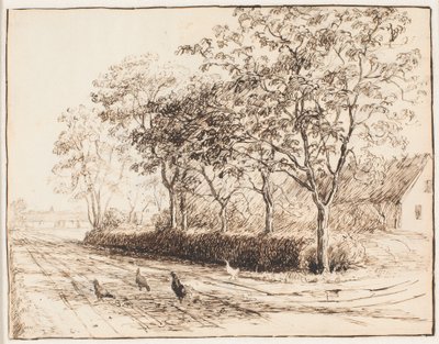 Poules devant une ferme à Kastrup. Katrupvejen - Theodor Philipsen