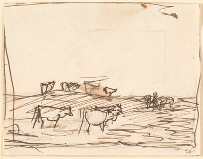 Esquisse de paysage avec des vaches - Theodor Philipsen