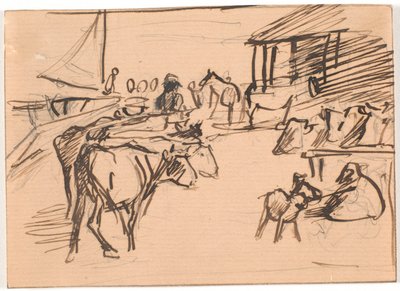 Embarquement de bétail depuis le port de Kastrup - Theodor Philipsen
