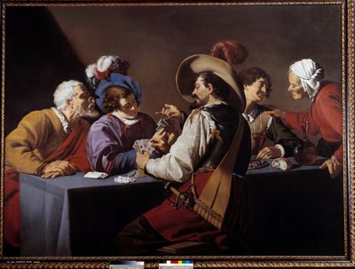 Les joueurs de cartes, le brelan - Theodor Rombouts