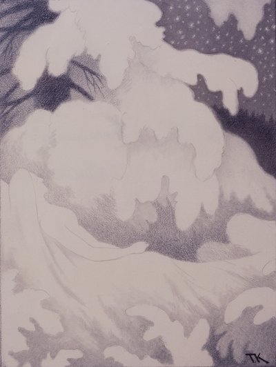Femme endormie avec des perles et du lin - Theodor Kittelsen