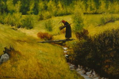 La vieille femme (épouse) près du ruisseau - Theodor Kittelsen