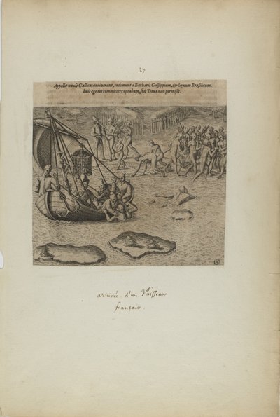 Appellit navis gallicai : qui inerant, redimunt a barbaris gossip pium... (extrait du livre Americae, troisième partie) - Theodor de Bry
