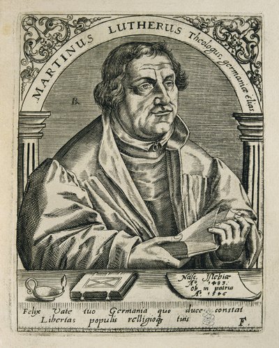 Martin Luther (1483-1546). Réformateur religieux allemand. Gravure. Espagne. Madrid. Bibliothèque nationale - Theodor de Bry