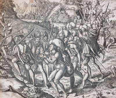 Les indigènes embarqués sur des navires pour être emmenés en esclavage à Séville, gravure de Theodor de Bry, Antilles - Theodor de Bry