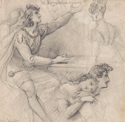 Une feuille de croquis - Études théâtrales - Theodor von Holst